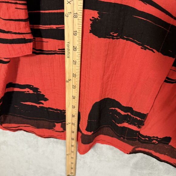 Ali Miles Tunic XL Abstract Red Black Button Artsy Lagenlook Sleeve 3/4 Top - Picture 5 of 7